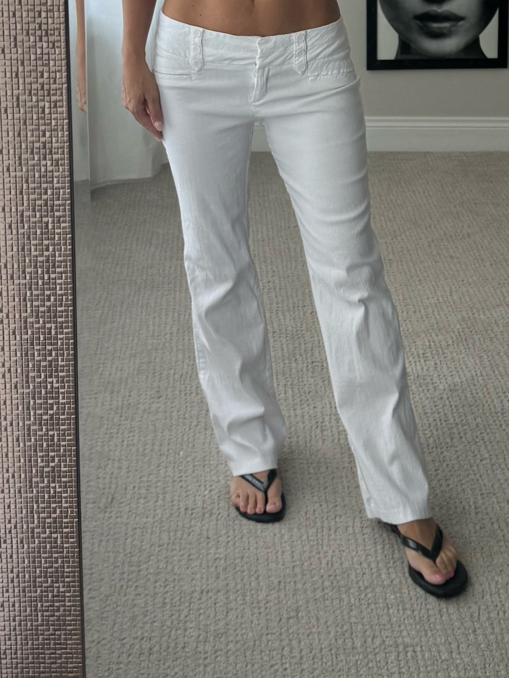 Y2K vintage Joe B White striped Low-Rise bootcut Trousers